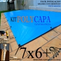 Capa para Piscina América 7x6 + 28 LonaFlex 20cm + 28 LonaFix Proteção